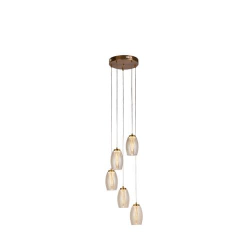 Cyclone 5Lt Pendant - Bronze Metal & Champagne Glass
