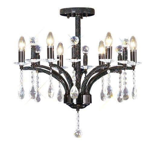 Dan Pendant 6 Light E14 Black Chrome/Crystal