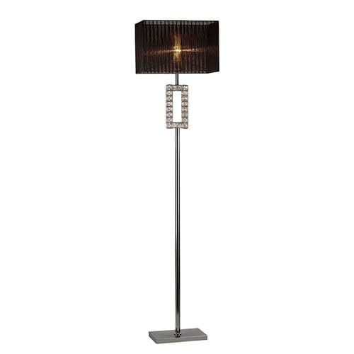 Darby Rectangle Floor Lamp With Black Shade 1 Light E27 Polished Chrome/Crystal