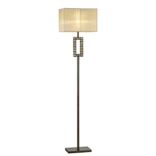 Darby Rectangle Floor Lamp With Cream Shade 1 Light E27 Antique Brass/Crystal