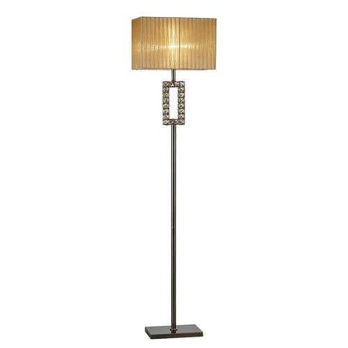 Darby Rectangle Floor Lamp With Soft Bronze Shade 1 Light E27 Antique Brass/Crystal