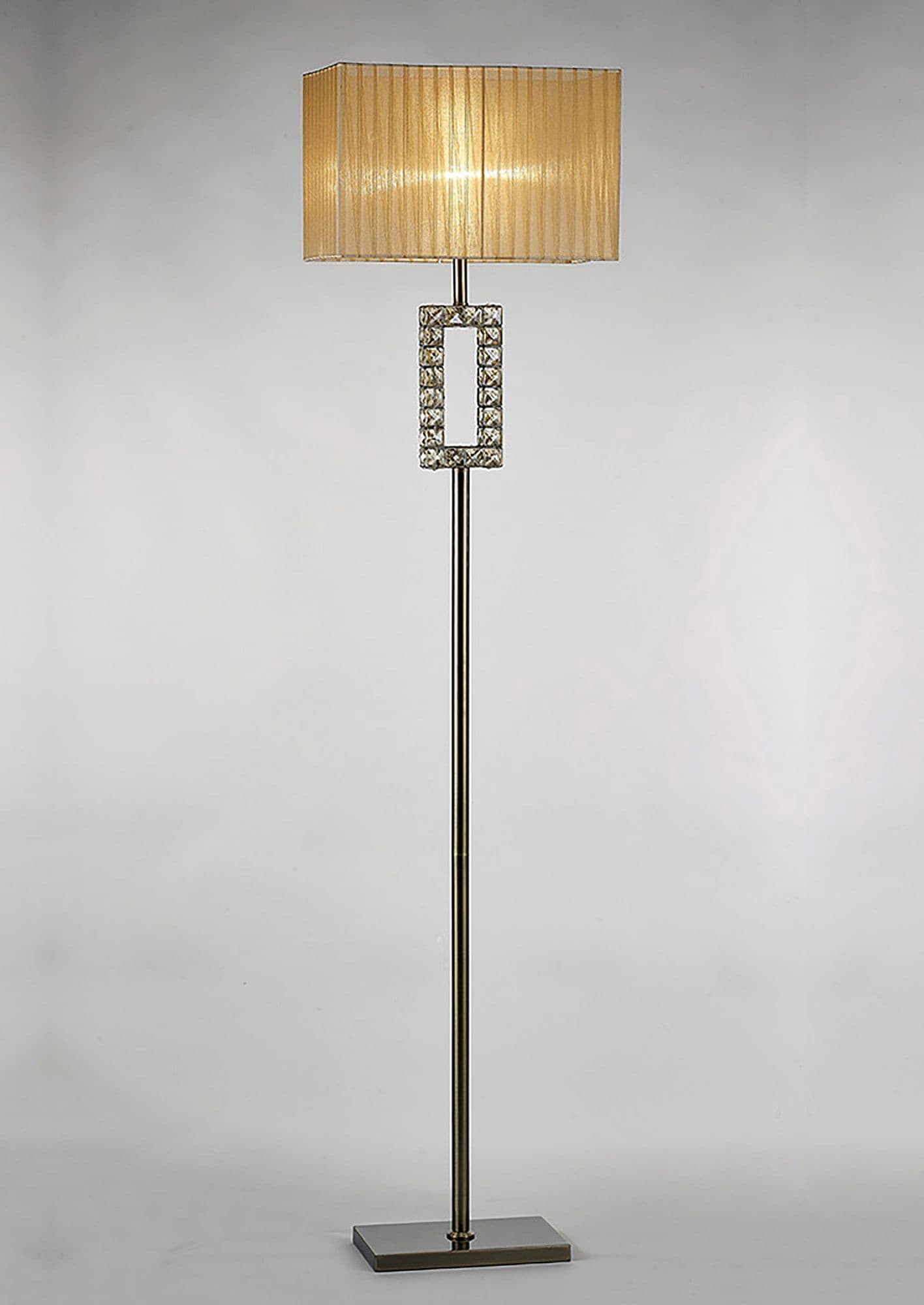 Darby Rectangle Floor Lamp With Soft Bronze Shade 1 Light E27 Antique ...