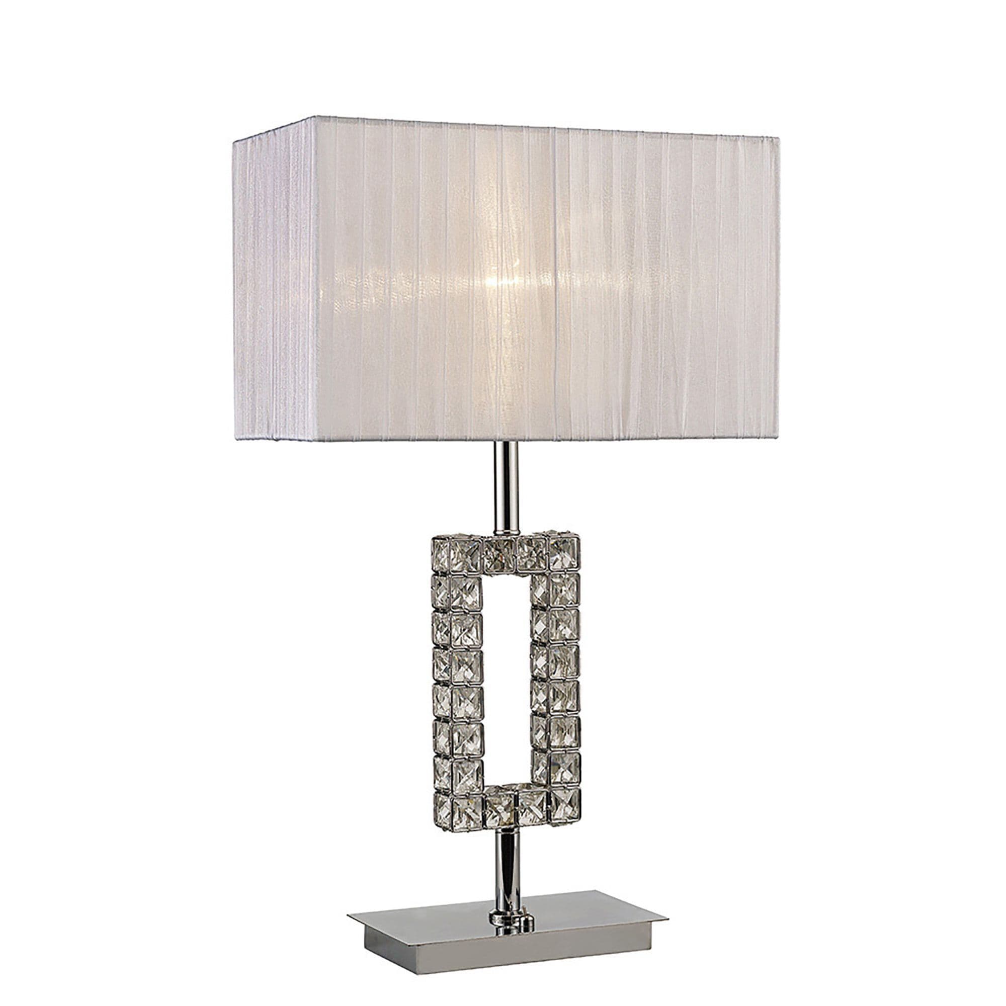 Darby Rectangle Table Lamp With White Shade 1 Light E27 Polished Chrome ...