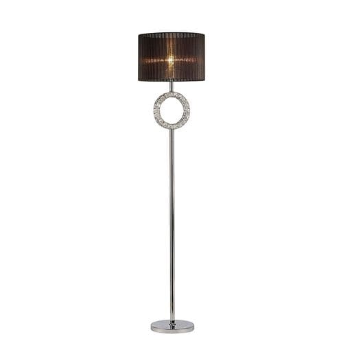Darby Round Floor Lamp With Black Shade 1 Light E27 Polished Chrome/Crystal19.07kg