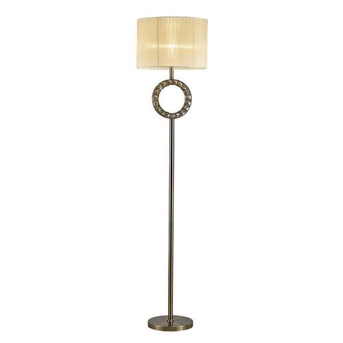 Darby Round Floor Lamp With Cream Shade 1 Light E27 Antique Brass/Crystal18.24kg