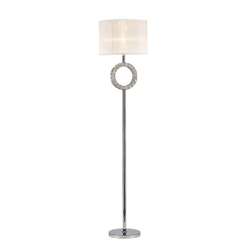 Darby Round Floor Lamp With White Shade 1 Light E27 Polished Chrome/Crystal18.29kg