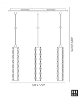 Darrell Bar Pendant 3 Drop LED 4000K 3 X 3W Polished Chrome, Crystal
