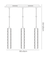 Darrell Bar Pendant 3 Drop LED 6000K 3 X 3W Polished Chrome, Crystal