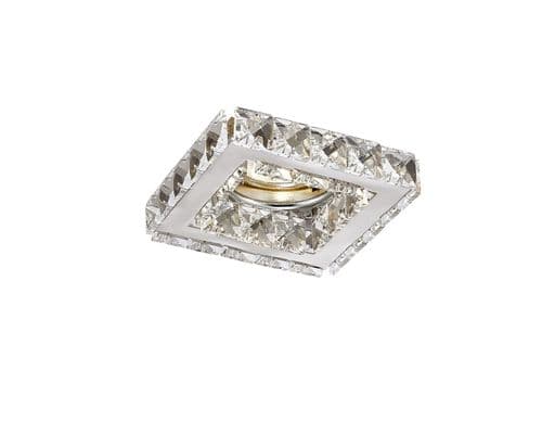 Darrell Crystal Downlight GU10 Square 1 Light Polished Chrome with Crystal