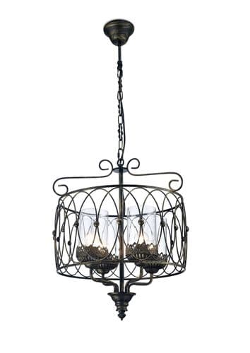 Daverdie Single Pendant 4 Light E27 Black/Gold With Clear Glass