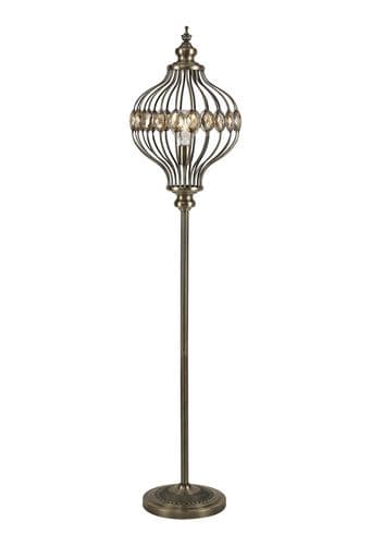 Davergie Floor Lamp 1 Light E27 Antique Brass/Amber Crystal