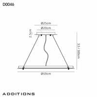 Additions 600mm, 3m Universal Suspension Plate c/w Power Cable For Lowering Flush Fittings,