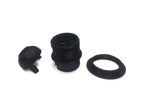 Additions E27 Black Lampholder With Shade Ring Support