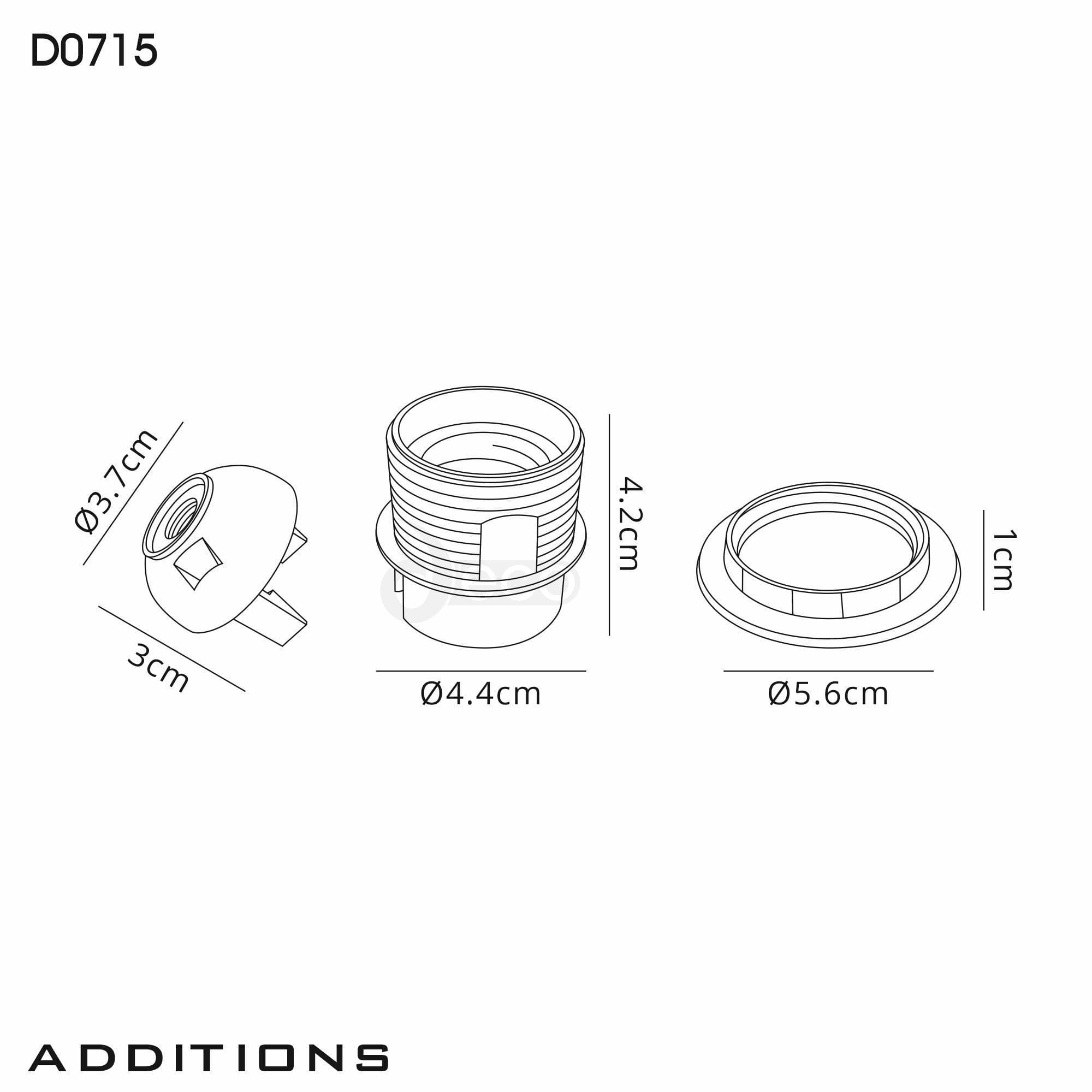 Additions E27 Black Lampholder With Shade Ring Support