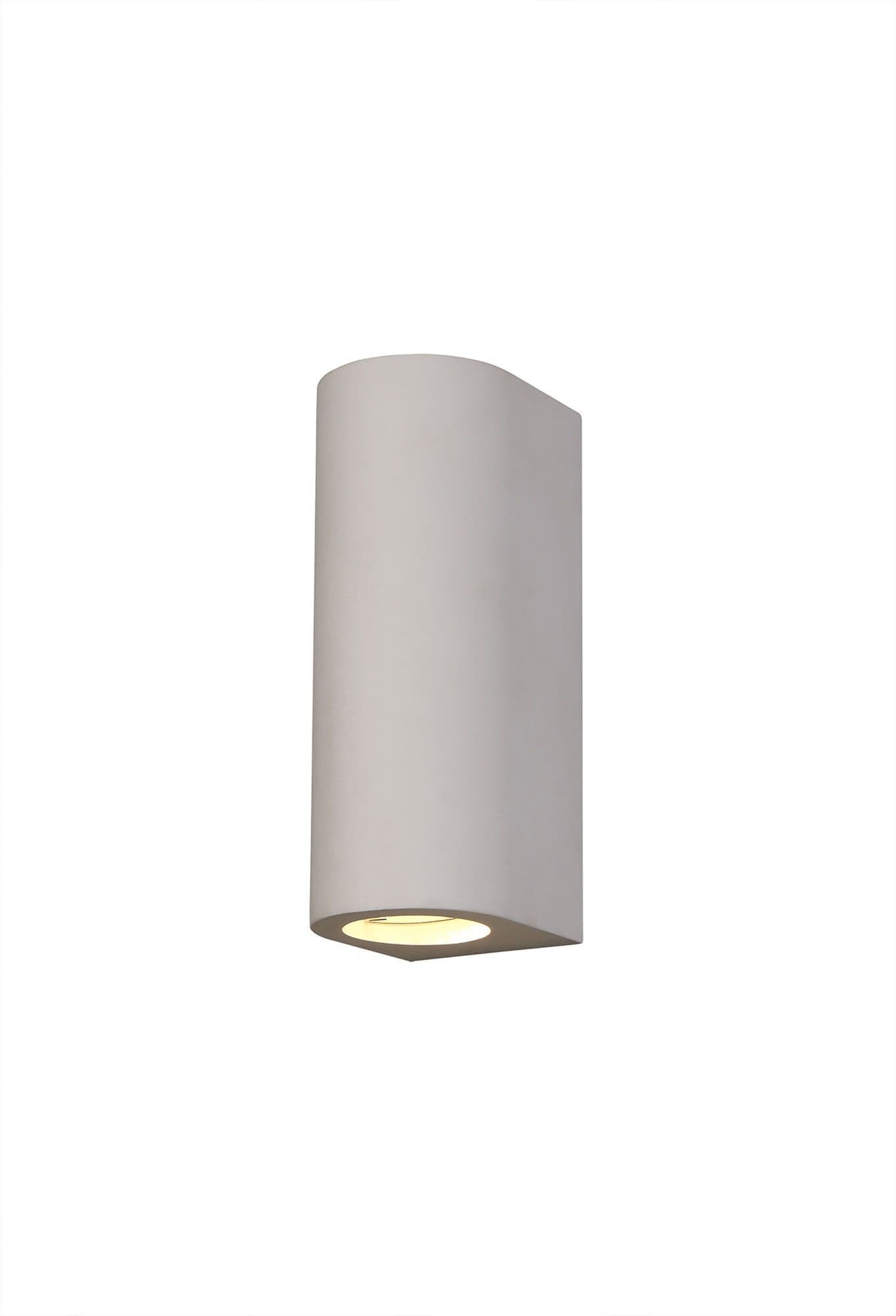 Alina Cylinder Up & Down Wall Lamp 2 x GU10 White Paintable Gypsum