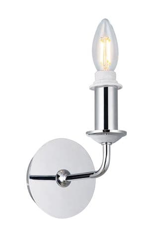 Aberbran 1 Light Switched Wall Lamp Without Shade, E14 Polished Chrome