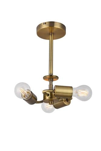 Baymont Antique Brass 3 Light E27 Universal Semi Ceiling Fixture