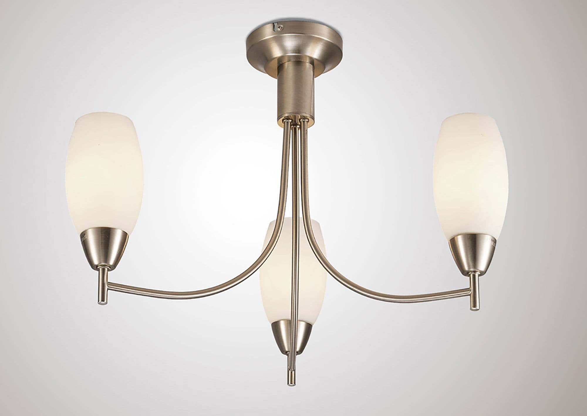 Devon Ceiling 3 Light E14 Satin Nickel/Opal Glass