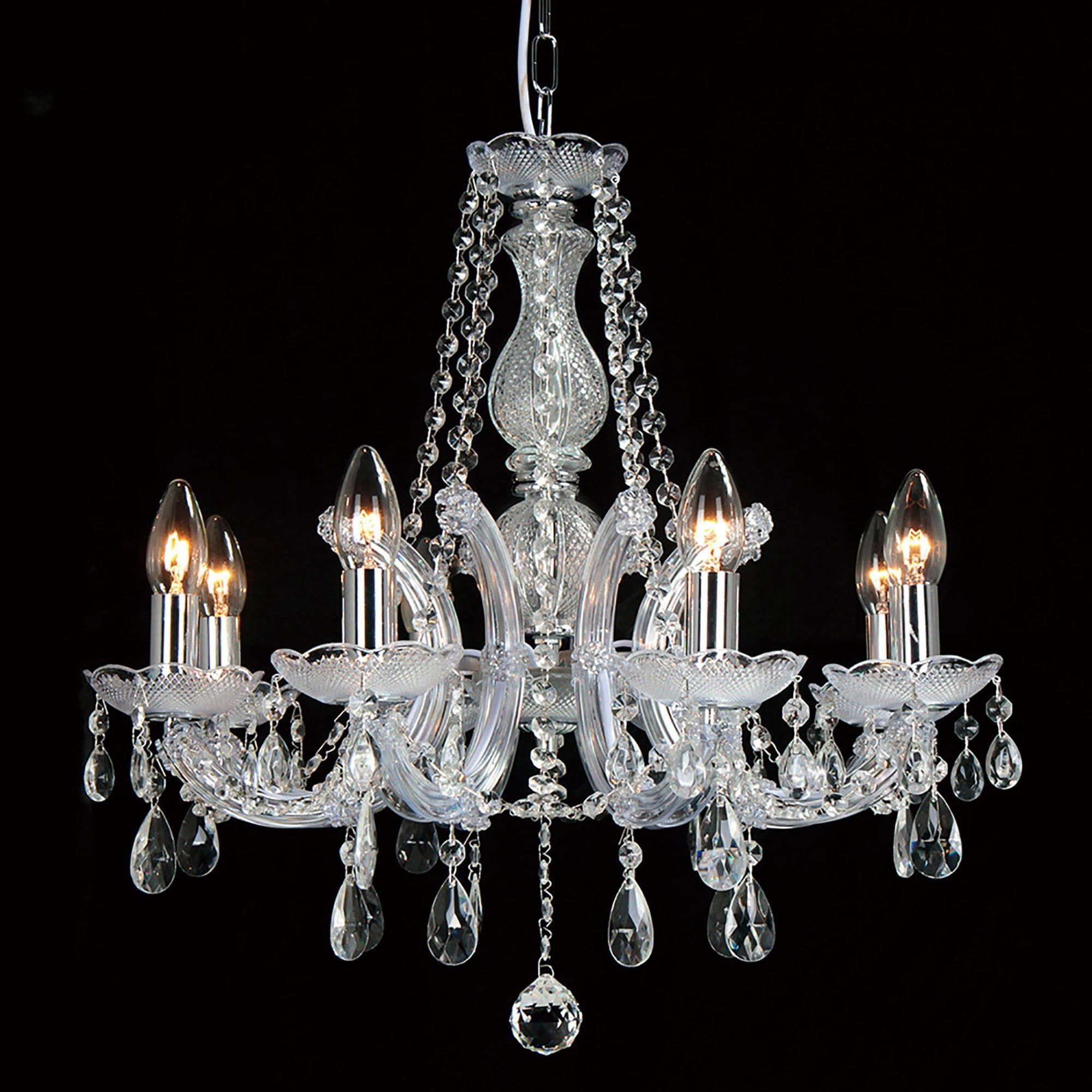 Gabrielle Chandelier With Acrylic Sconce & Glass Crystal Droplets 8