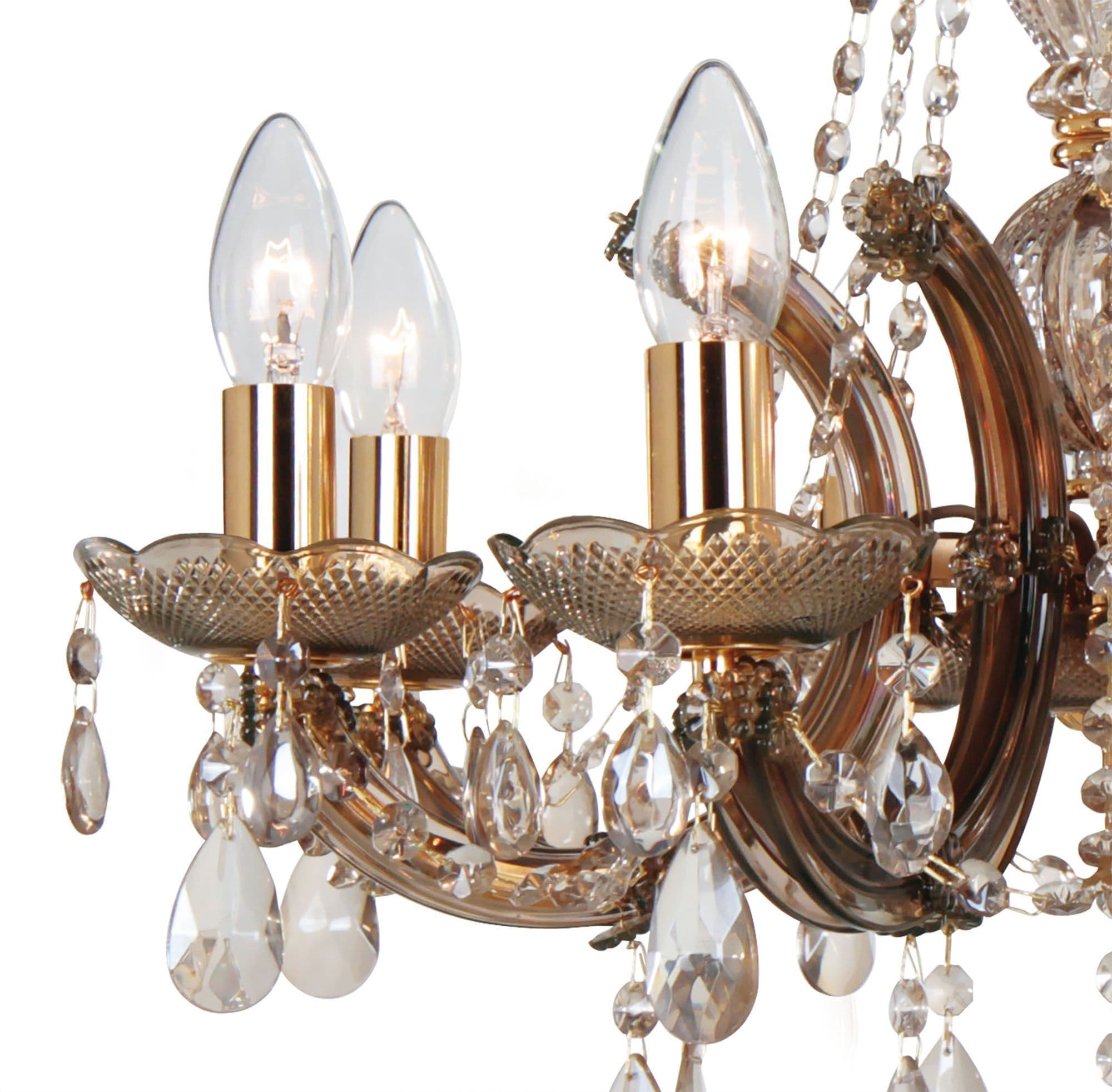 Gabrielle Chandelier With Acrylic Sconce & Glass Droplets 8 Light E14