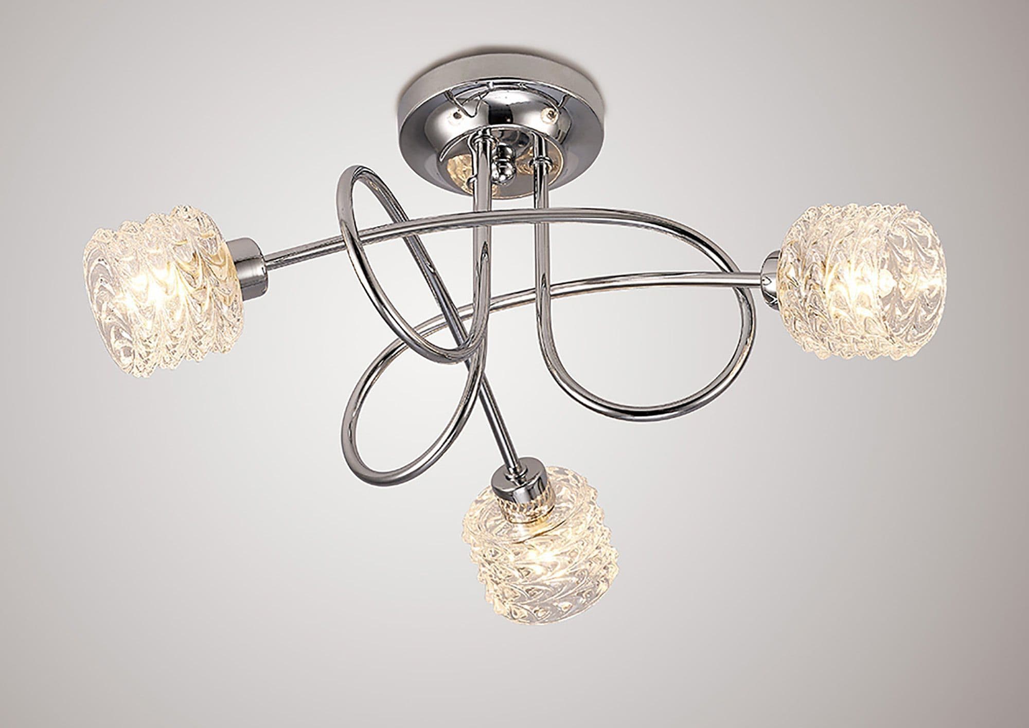 Jada Ceiling 3 Light G9 Polished Chrome/ Clear Textured Glass