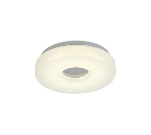 Joop IP44 12W LED Small Flush Ceiling Light Polished Chrome With White Acrylic Diffuser