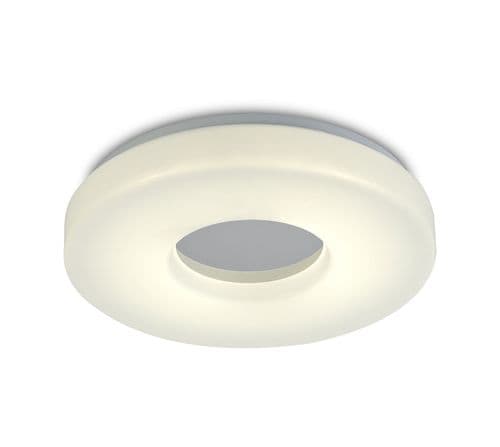 Joop IP44 18W LED Medium Flush Ceiling Light Polished Chrome With Opal White Acrylic Diffuser