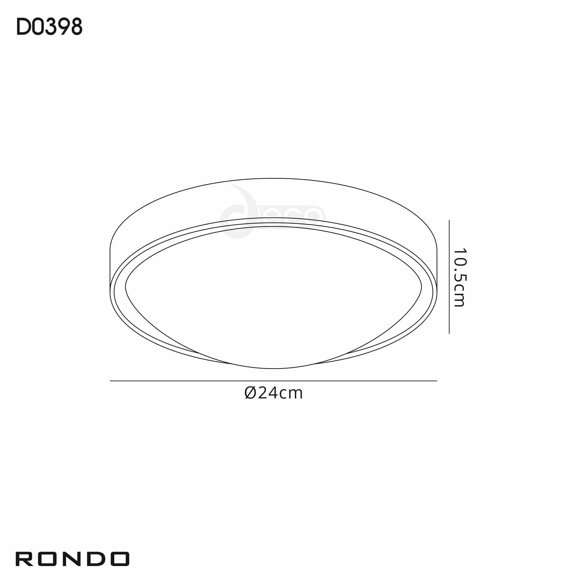 Rondo IP44 1 Light E27 Flush Ceiling Light White Frame With Frosted Glass