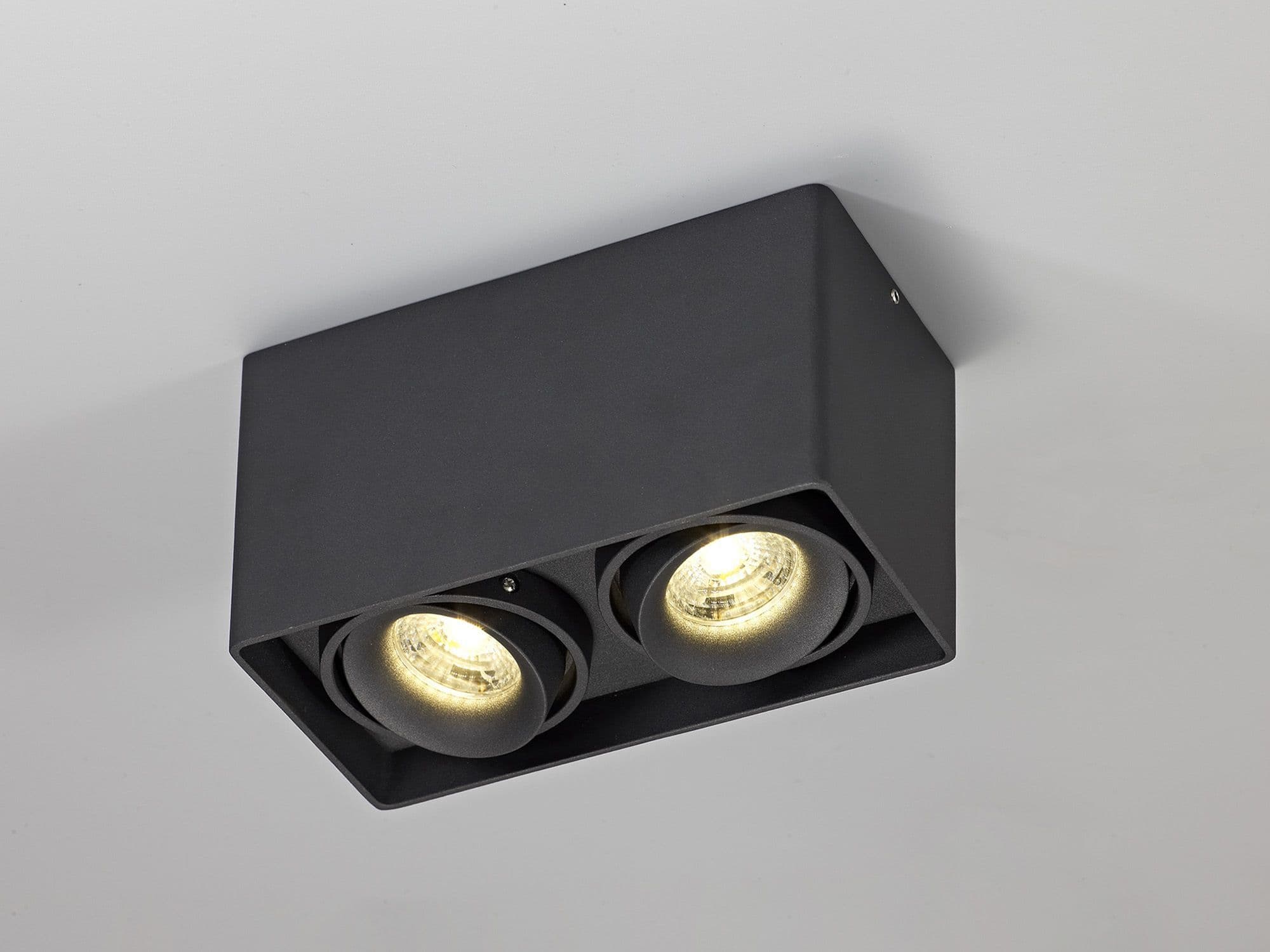 Stom Adjustable Rectangular Spotlight 2 Light GU10 Sand Black