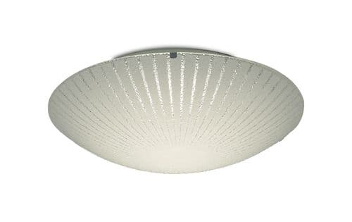 Tassa 18W LED Medium Flush Ceiling Light, 400mm Round, Sunray Pattern Glass