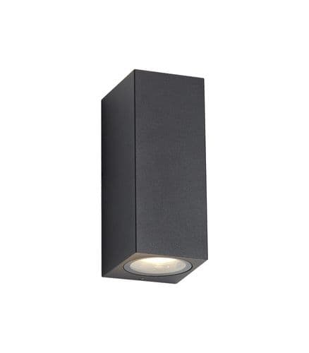 Tomar Outdoor Rectangle Wall Lamp, 2 x GU10, IP54, Sand Black