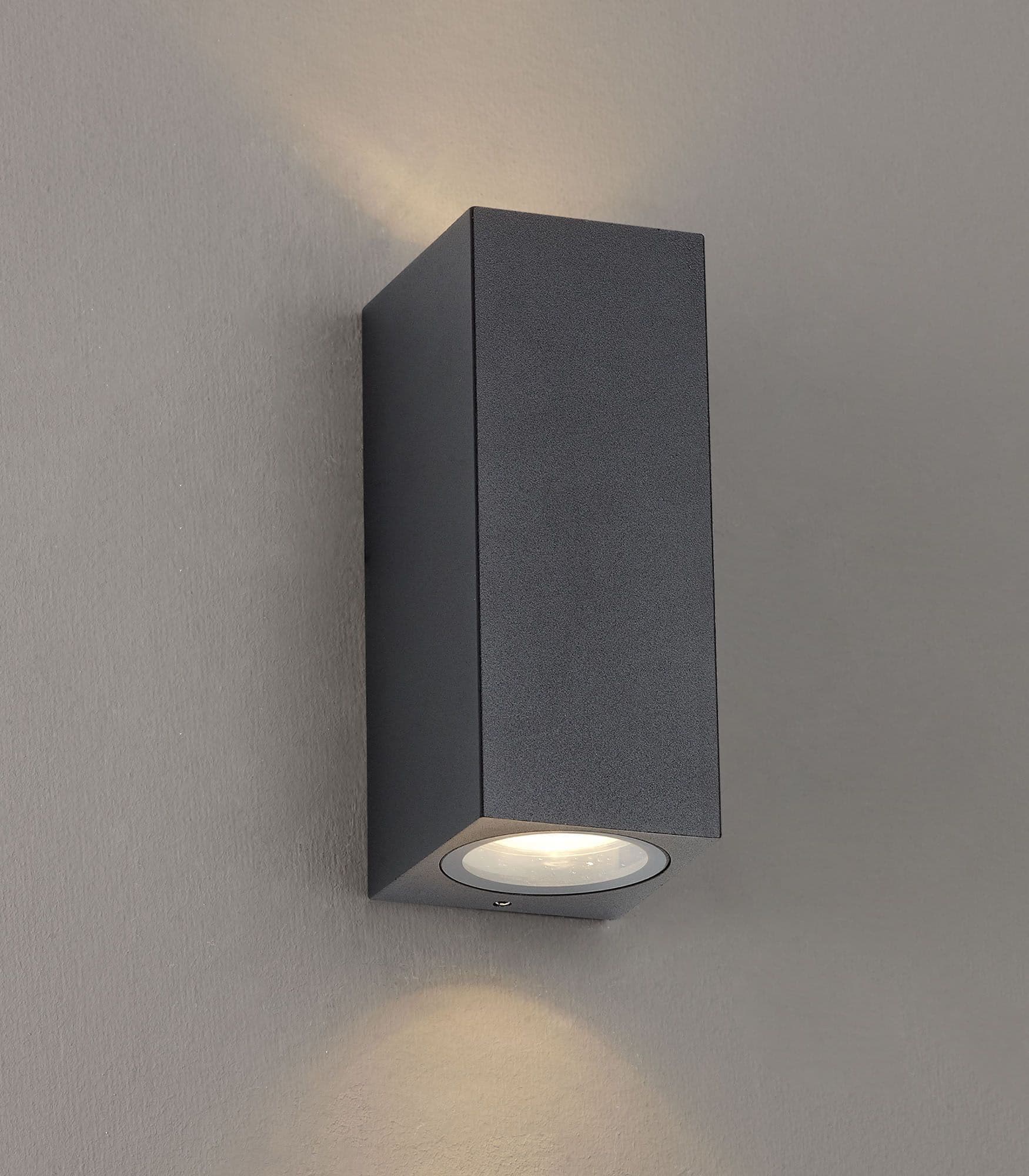 Tomar Outdoor Rectangle Wall Lamp 2 x GU10 IP54 Sand Black