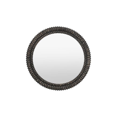Distressed black paint round mirror FOE119195