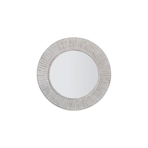 Distressed cream wooden round mirror FOE109731