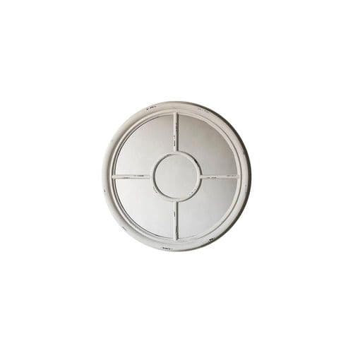 Distressed white round window mirror FOE109753