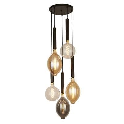 Dulwich 5 Light Multi-Drop Pendant Black Metal
