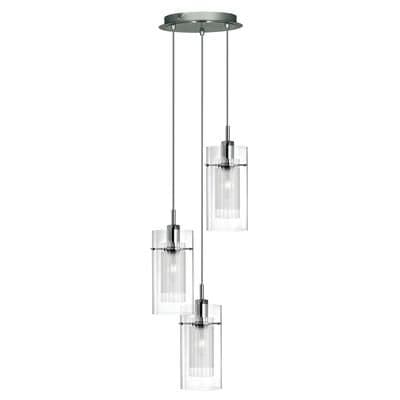 Duo I 3 Light Multi-Drop Pendant Chrome Metal & Double Glass