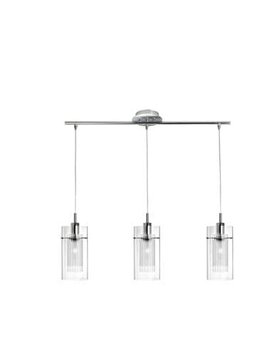 Duo I 3Lt Bar Pendant - Chrome Metal & Double Glass