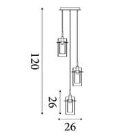 Duo II 3Lt Multi-Drop Pendant - Satin Silver & Smoked Glass