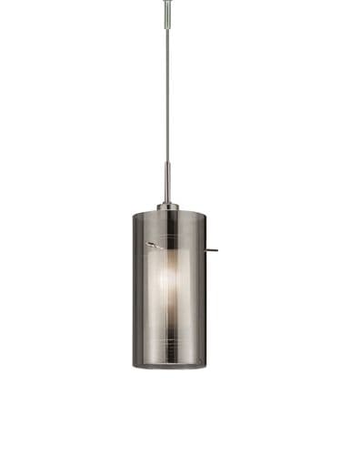 Duo II Pendant - Satin Silver & Smoked Glass