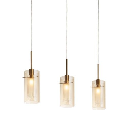 Duo III 3Lt Bar Pendant - Bronze Metal & Champagne Glass