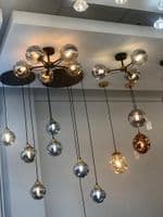 Eallas 3 Light Pendant in Matt Black, Antique Gold, Smoked Glass