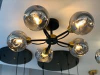 Eallas Single Wall Light in Matt Black, Antique Gold, Smoked Glass
