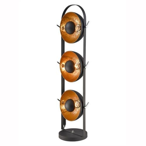 Earl 3 Light Black And Gold Floor Lamp With Three Reflectors GSBSL238