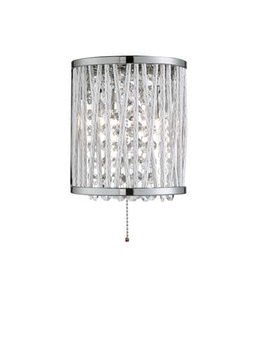 Elise 2Lt Wall Light - Chrome Metal & Crystal
