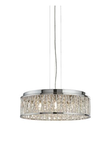 Elise 7Lt Pendant to Semi-Flush - Chrome Metal & Crystal