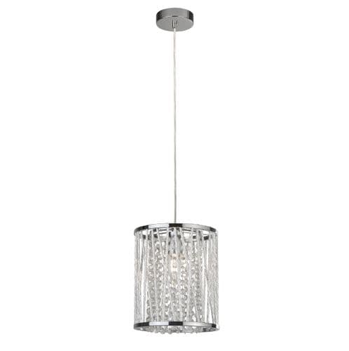 Elise  Pendant - Chrome Metal & Crystal