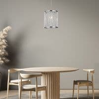 Elise  Pendant - Chrome Metal & Crystal
