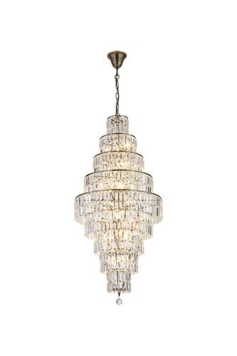 Empire 13Lt Chandelier - Antique Brass& Clear Glass