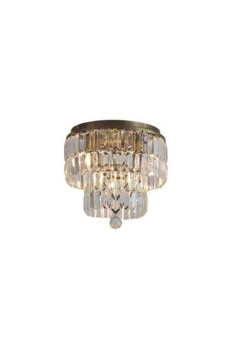 Empire 4Lt Flush - Antique Brass Metal & Clear Crystal